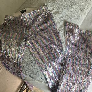 Sequin super flare pants
